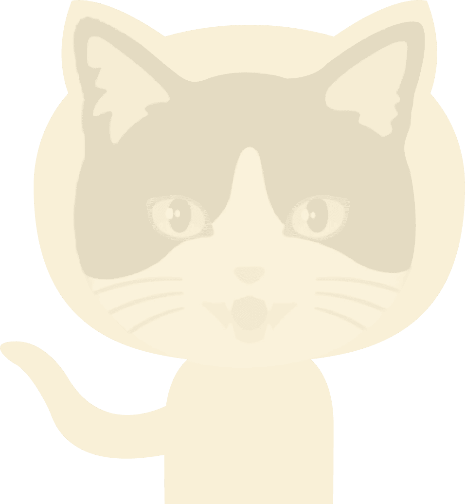 Cartoon cat with outstretched paw and tail.